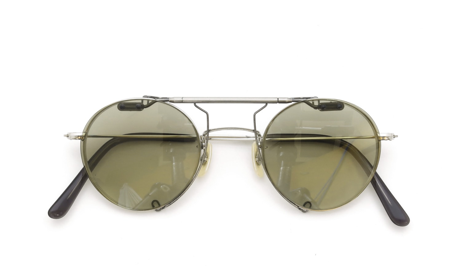 クリップオンサングラス制作事例 No.336 白山眼鏡 SPM Silverにアッシュベージュ偏光レンズ・アンティークシルバーの場合