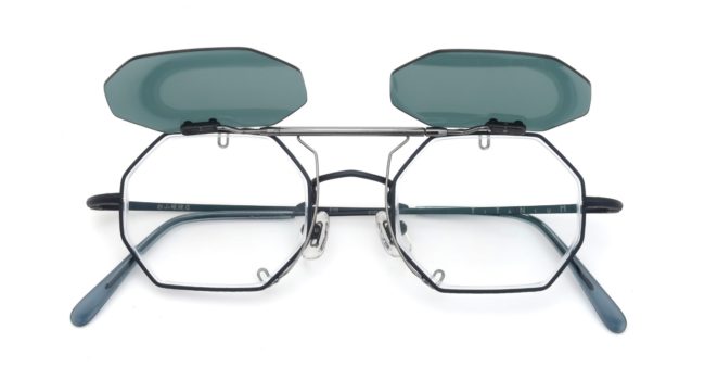 クリップオンサングラス制作事例 No.353 白山眼鏡 D10にグリーンブルー偏光レンズ・ガンメタルの場合