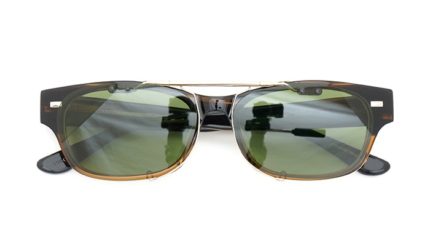 クリップオンサングラス制作事例 No.285 OLIVER PEOPLES VICEROY 8108にヴィンテージグリーン偏光レンズ・ゴールドの場合