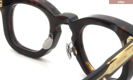 パット加工事例 No.203 JACQUESMARIEMAGE DEVAUX col.Dark Havanaに溶着式金属アームチタンパットの場合