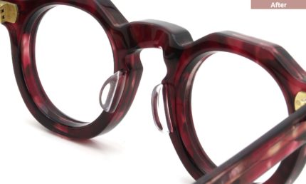 パット加工事例 No.282 MAX PITTION CROWN PANTO 44 col.RUBY-ROUGEに溶着式クリアパット・大の場合