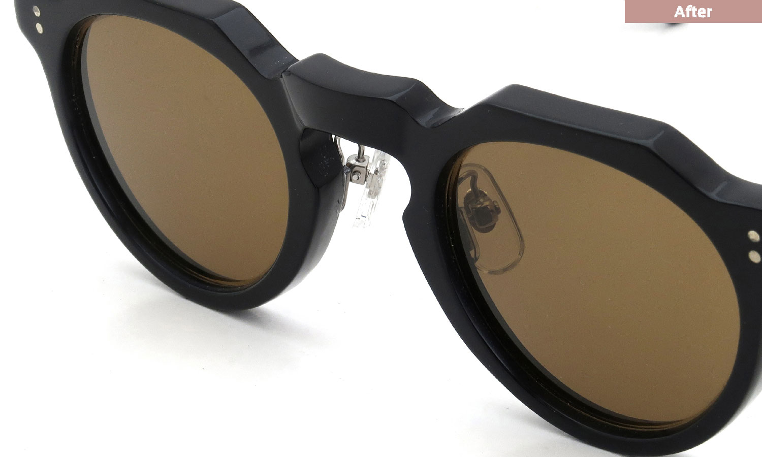 パット加工事例：415 Lesca VINTAGE Crown-Panto-6mm Black パット種類：Metal-Arm-Pad 1