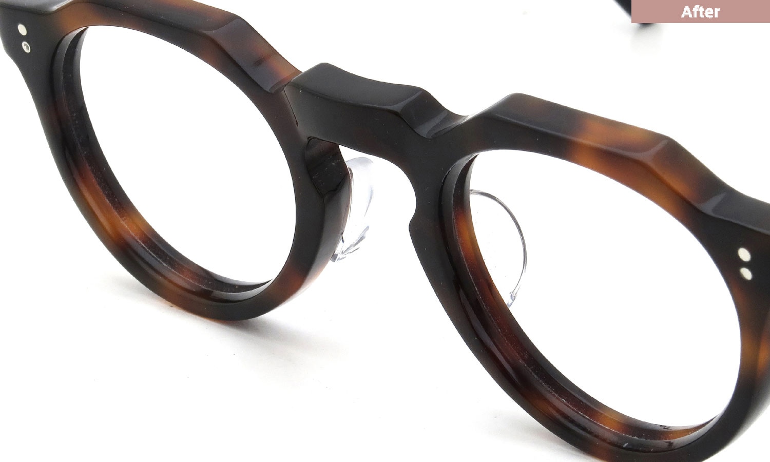 パット加工事例：416 Lesca VINTAGE Crown-Panto-8mm Demi パット種類：Clear-Pad/L 1