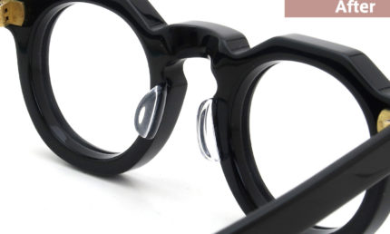 パット加工事例 No.422 MAX PITTION メガネ CROWN PANTO Blackに溶着式クリアパット・大の場合